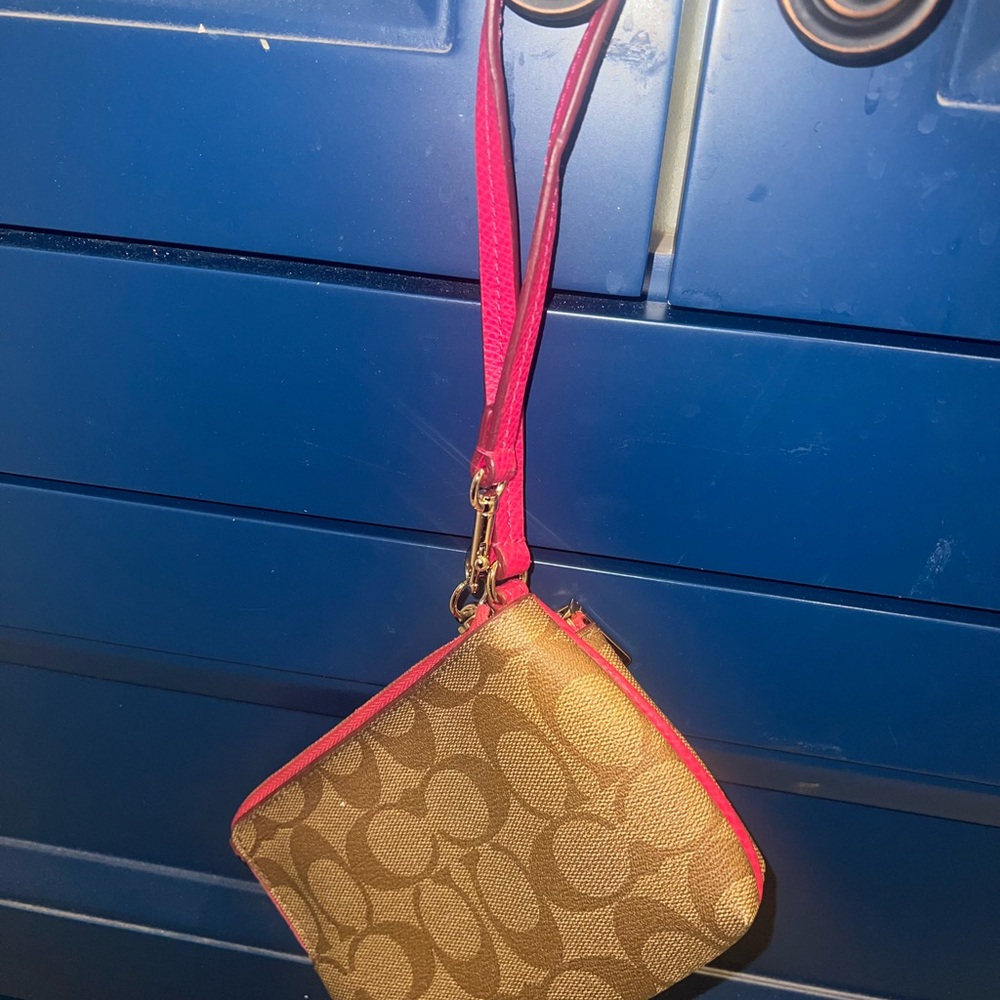 Coach Pink and Brown Signature Clutch - Picture 4 of 4